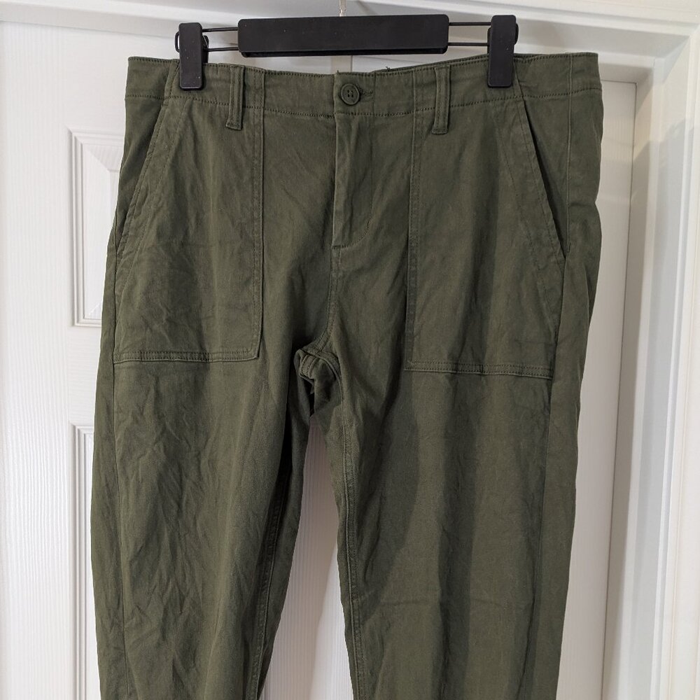 Liverpool Womens Petite Army Green crop utility pants